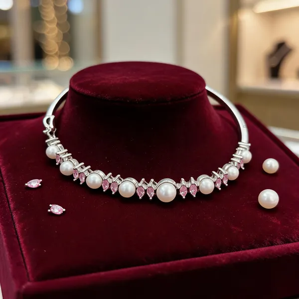Silver_Toned_Pearl_Choker_Necklace_For_Women