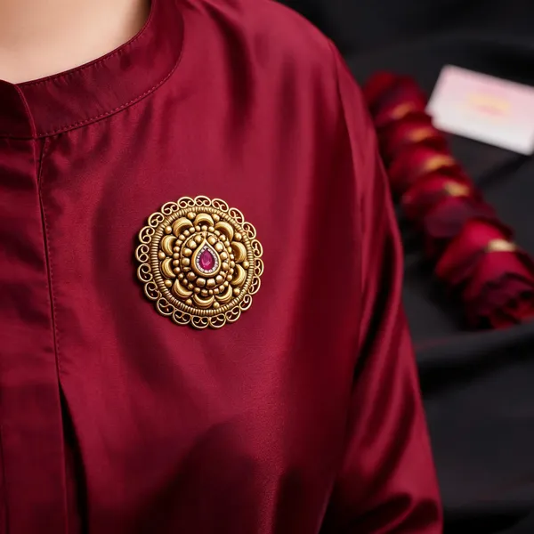 Gold_Tone_Traditional_Brooch_For_Women