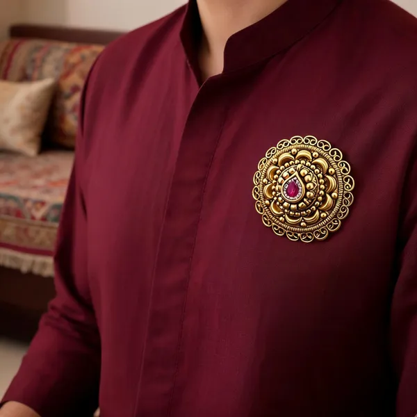 Gold_Tone_Traditional_Brooch_For_Women