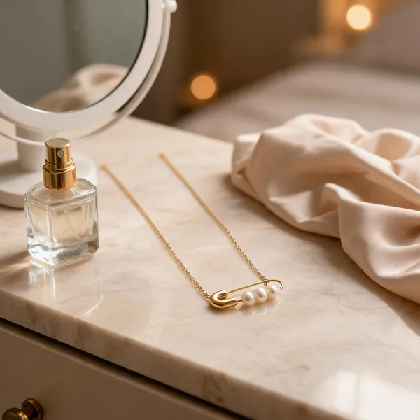 Gold_Tone_Pearl_Safety_Pin_Pendant_Necklace_For_Women