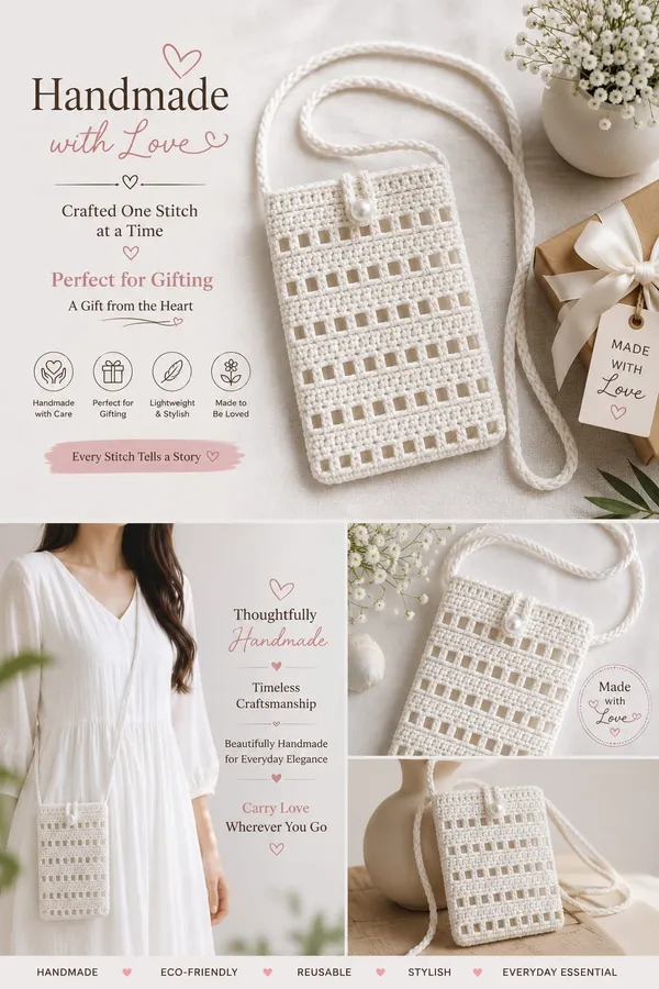 Hand_Made_Crochet_Crossbody_Phone_Bag_White_With_Pearl_Button_Closure
