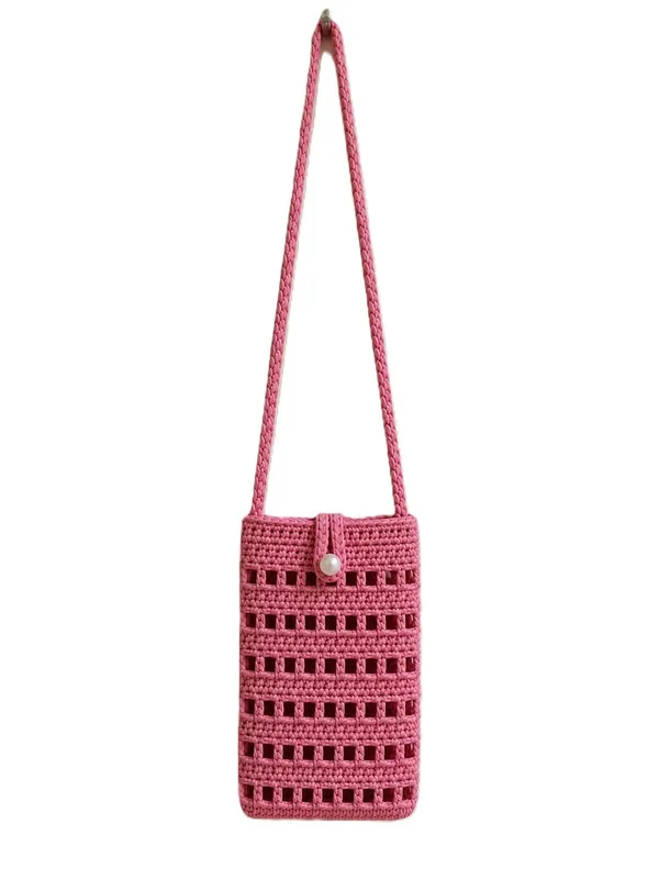 Hand_Made_Pink_Crochet_Crossbody_Phone_Bag_With_Pearl_Button_Closure