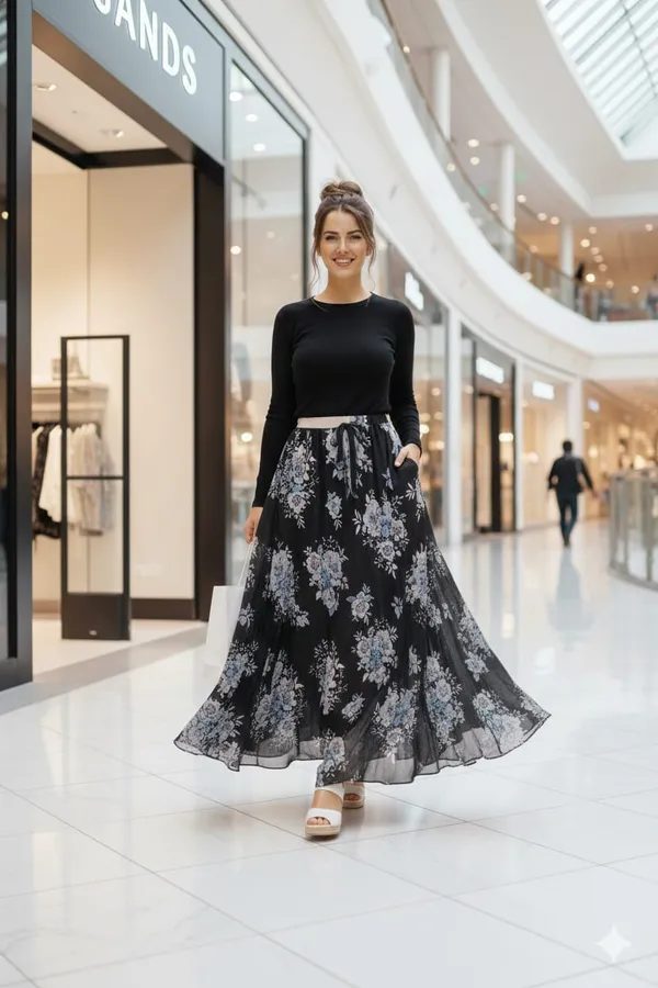 Black_Chiffon_Floral_Print_Maxi_Skirt_for_Women