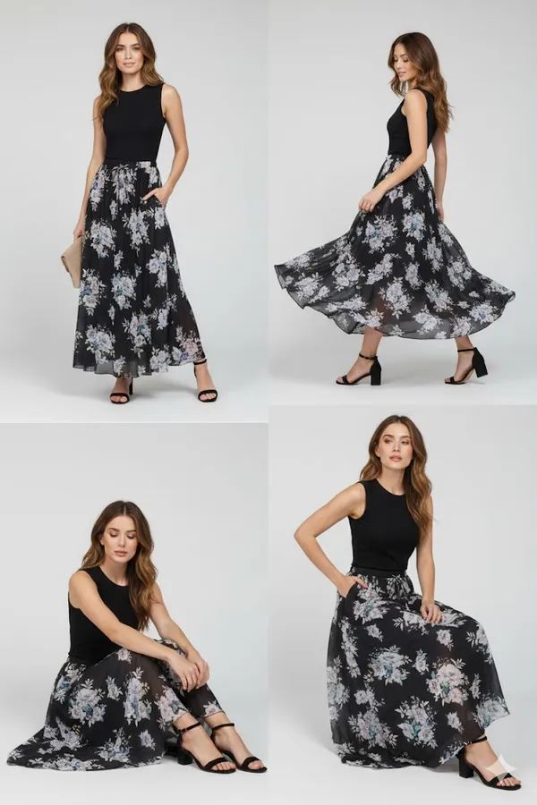 Black_Chiffon_Floral_Print_Maxi_Skirt_for_Women
