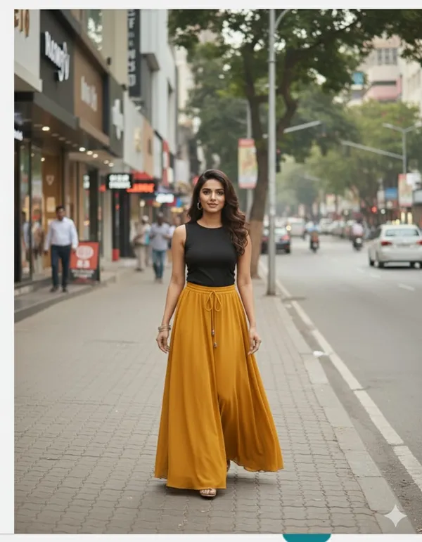 Mustard_Flowy_Maxi_Skirt_for_Women