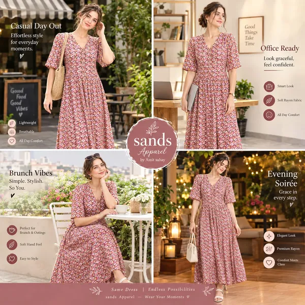 Brown_Printed_Fit_And_Flare_Dress_For_Women