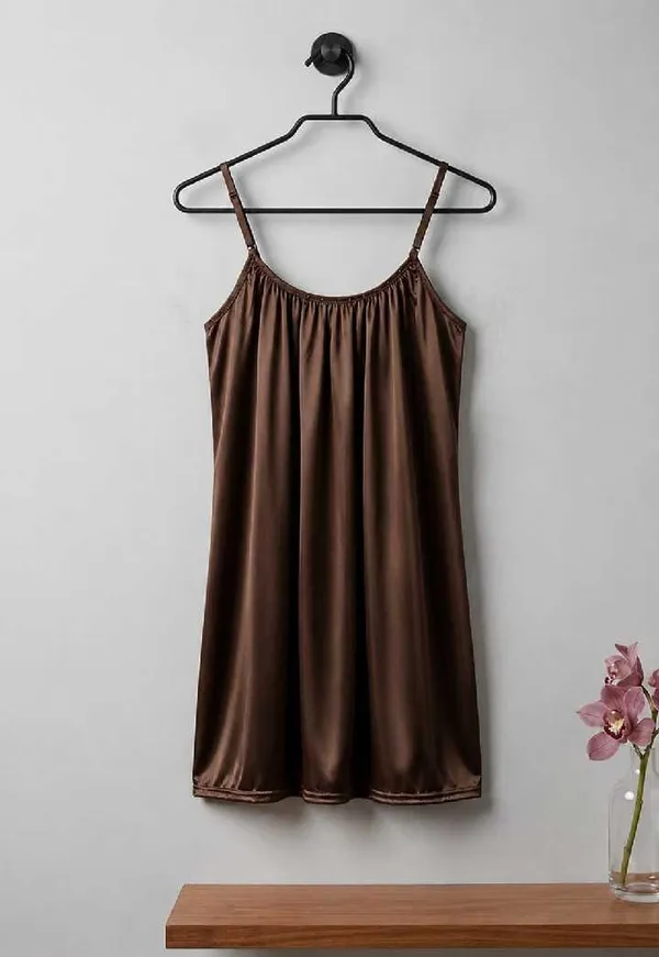 Brown_Satin_Babydoll_Nightdress_For_Women