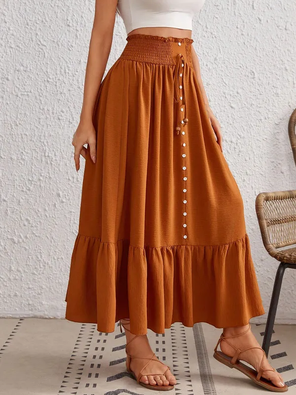 Rust_Textured_Tiered_Skirt_for_Women