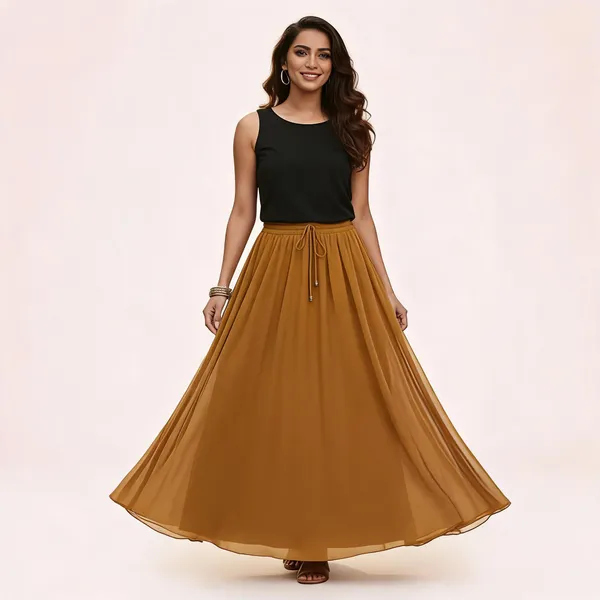 Mustard_Flowy_Maxi_Skirt_For_Women