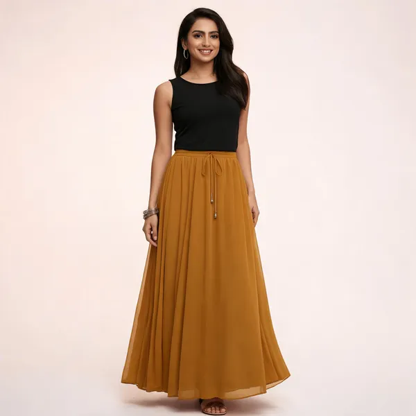 Mustard_Flowy_Maxi_Skirt_For_Women