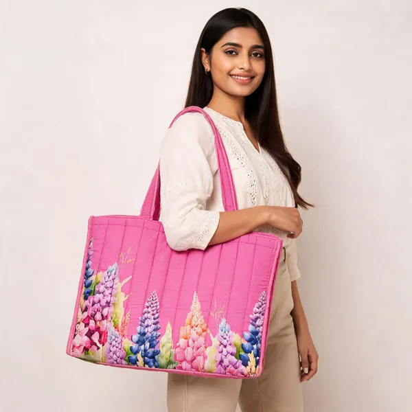 Pink_Quilted_Floral_Print_Tote_Bag_For_Women