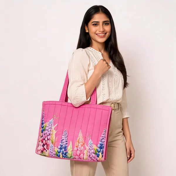Pink_Quilted_Floral_Print_Tote_Bag_For_Women