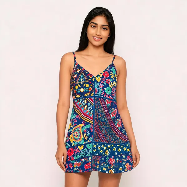 Multicolor_Printed_Sleeveless_Dress_For_Women
