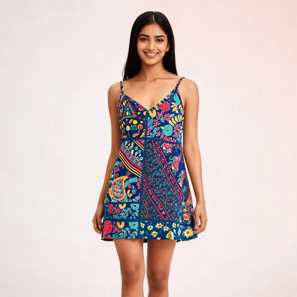 Multicolor_Printed_Sleeveless_Dress_For_Women