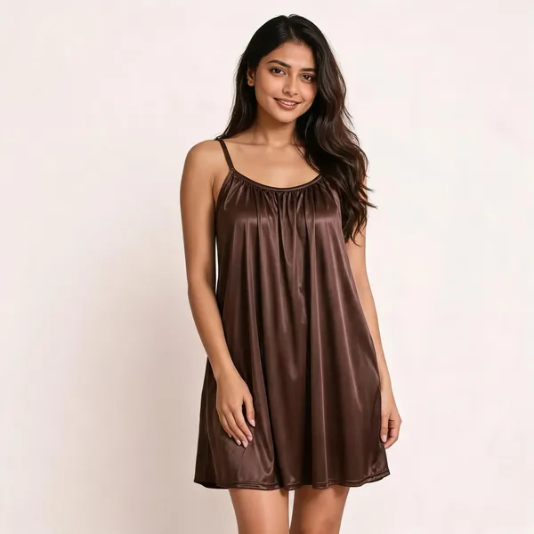 Brown_Satin_Babydoll_Nightdress_For_Women