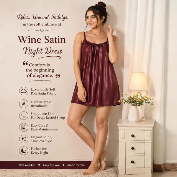 Wine_Satin_Sleeveless_Night_Dress_For_Women
