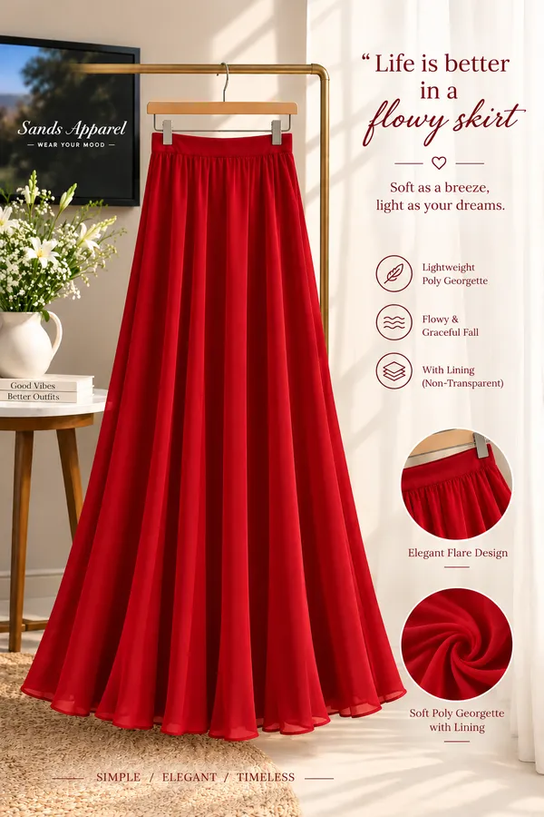 Red_Poly_Georgette_Flared_Skirt_for_Women