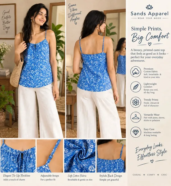 Women_Blue_Floral_Print_Cami_Top_With_Tie_Front_Detail
