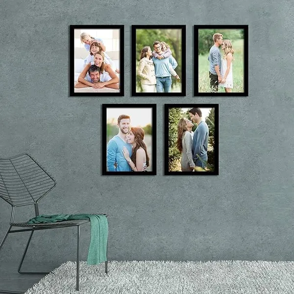 Wood_Rectangular_Photo_Frame_Black_Wall_Mount_Set_Of_5