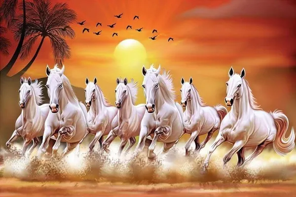 Paper_Mdf_Vastu_Seven_Running_Horses_Wall_Poster_12X18_Inch_-_Pack_of_2