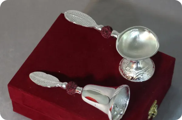 Silver_Tone_Pooja_Bell_And_Spoon_Set