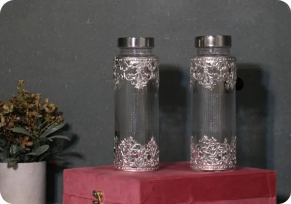 Glass_Silver_Embellished_Water_Bottle_Set
