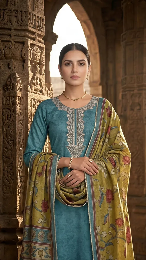 Teal_Blossom_Heritage_Unstitched_Suit_Set