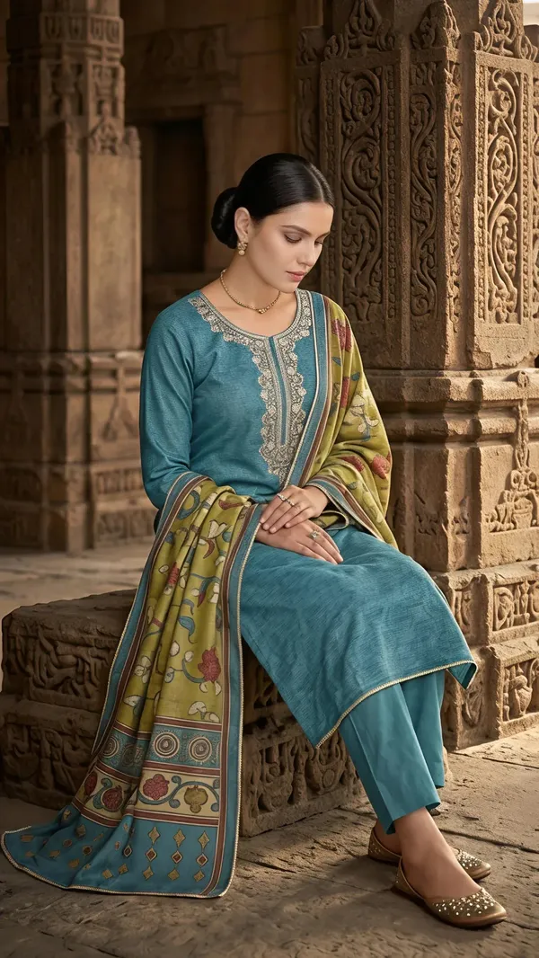 Teal_Blossom_Heritage_Unstitched_Suit_Set