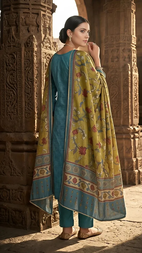 Teal_Blossom_Heritage_Unstitched_Suit_Set