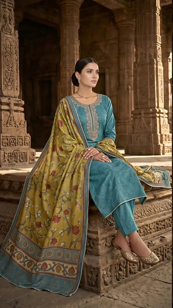 Teal_Blossom_Heritage_Unstitched_Suit_Set
