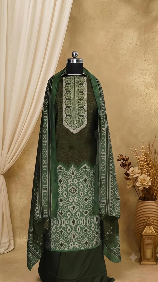 Olive_Green_Ikat_Silk