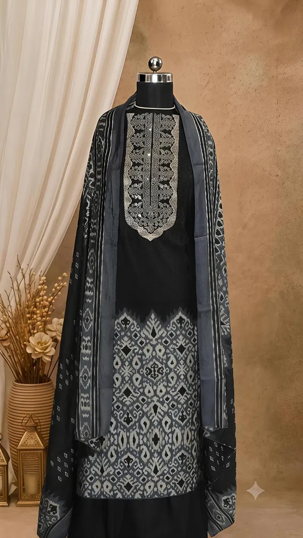 Charcoal_Ikat_Embroidered_Silk