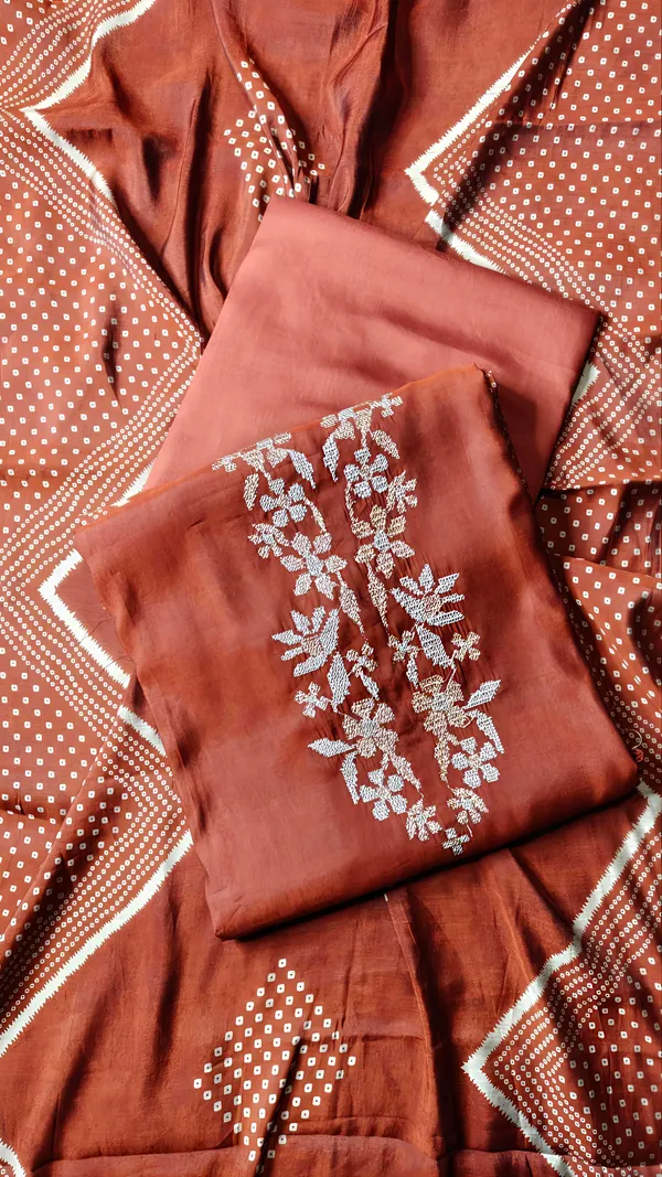 Rust_Bandhani_Silk