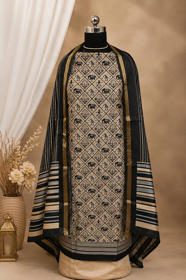 Beige_Elephant_Ikat_Silk