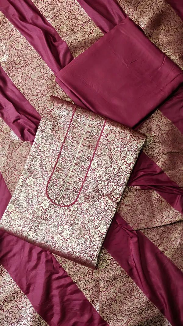 Wine_Banarasi_Brocade