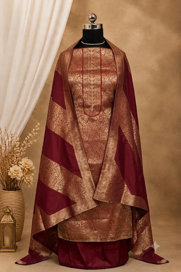 Wine_Banarasi_Brocade