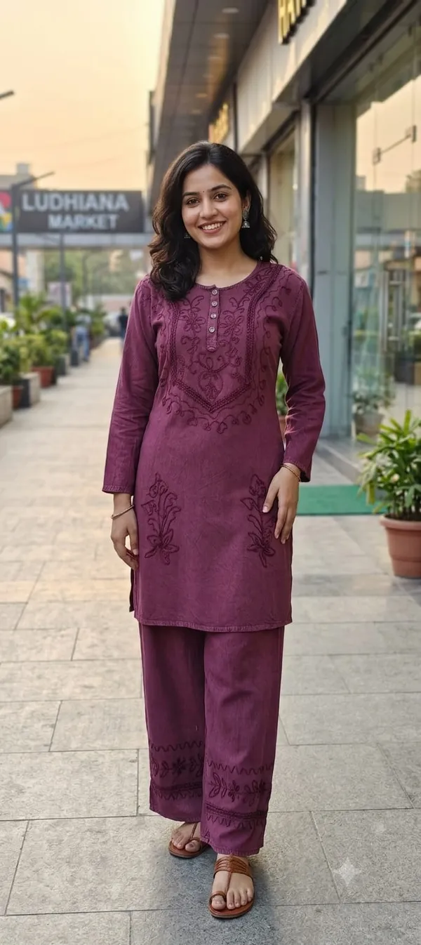 Maroon_Embroidered_Straight_Kurta_Set_For_Women