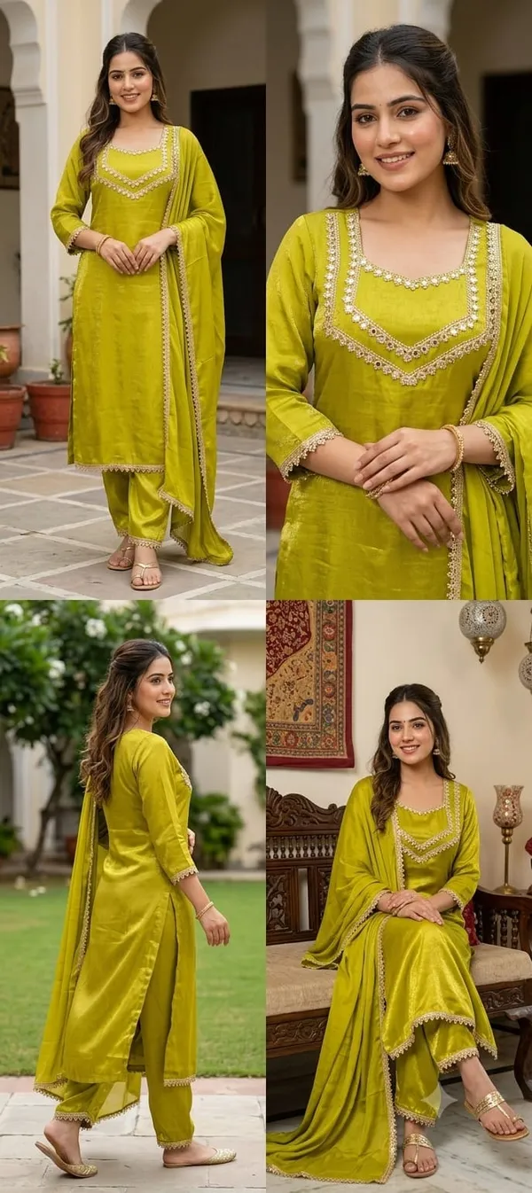 Lime_Embroidered_Straight_Kurta_Set_For_Women