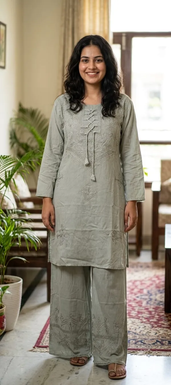 Grey_Embroidered_Straight_Kurta_Pant_Set_For_Women