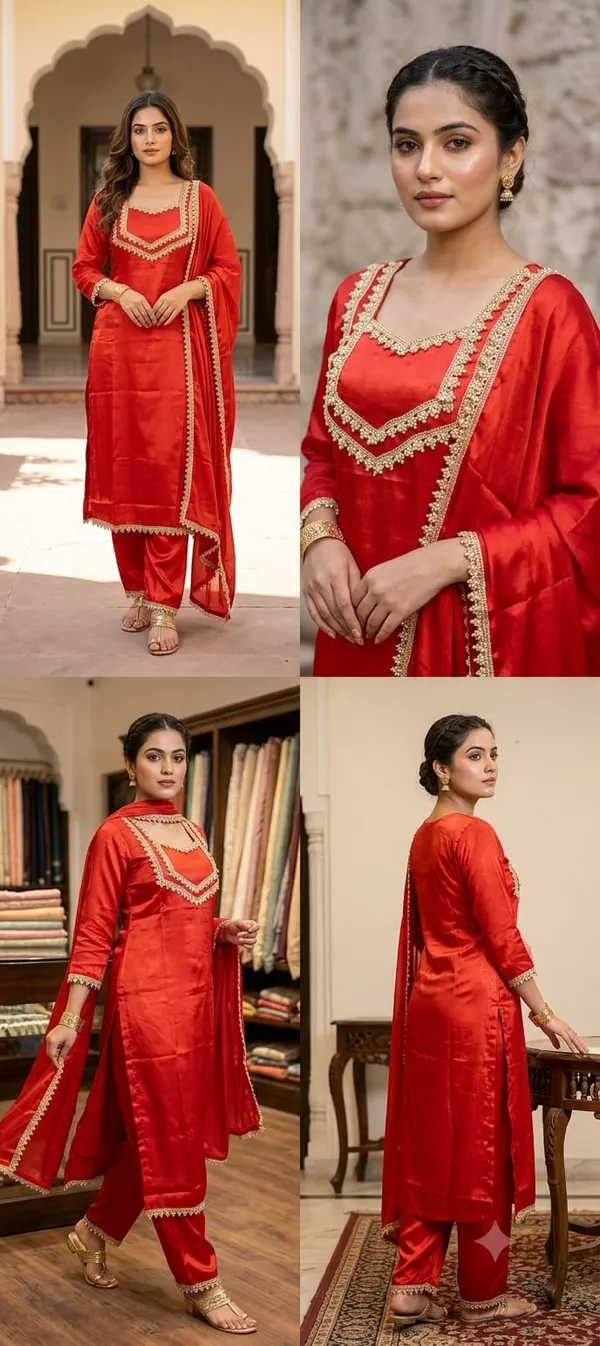 Red_Glossy_Straight_Fit_Suit_Set_For_Women