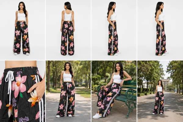 Black_Floral_Print_Wide_Leg_Pants_For_Women