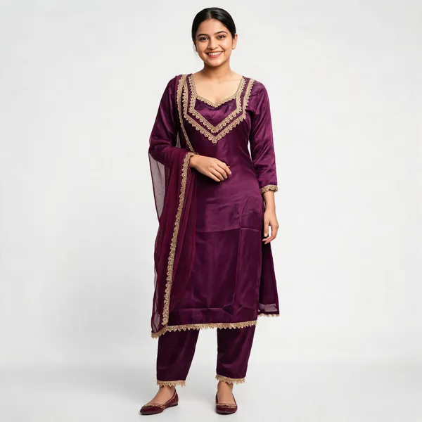 Purple_Satin_Embroidered_Salwar_Suit_Set_For_Women
