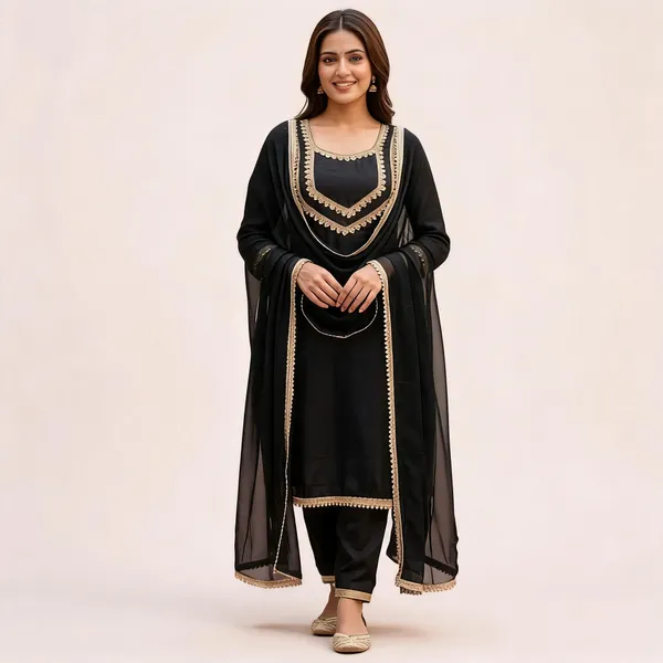 Black_Embellished_Straight_Kurta_Set_For_Women