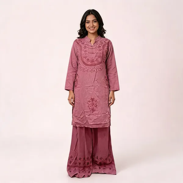 Mauve_Embroidered_Straight_Kurta_Set_For_Women
