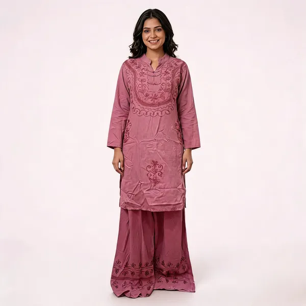 Mauve_Embroidered_Straight_Kurta_Set_For_Women
