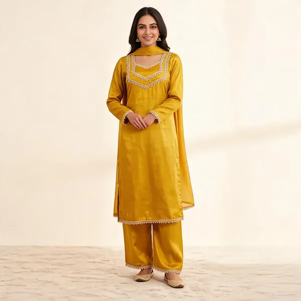 Mustard_Embroidered_Straight_Kurta_Set_For_Women