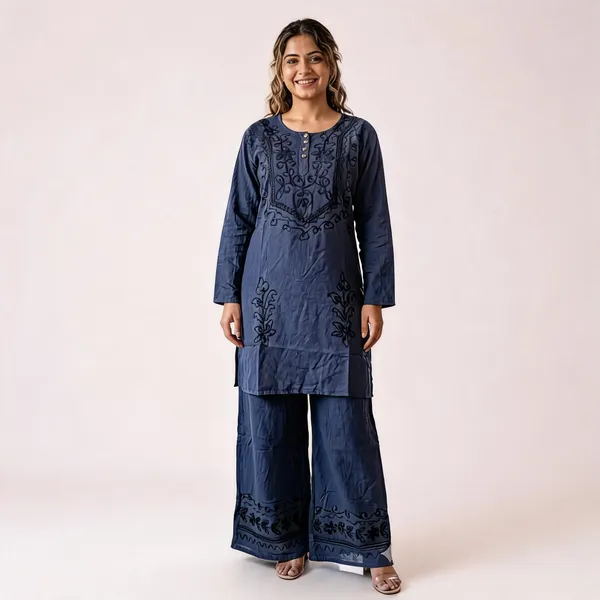 Blue_Embroidered_Kurta_Palazzo_Set_For_Women