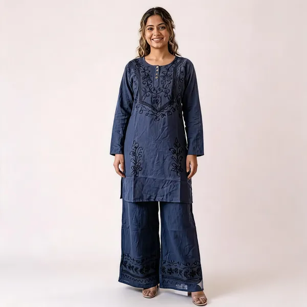 Blue_Embroidered_Kurta_Palazzo_Set_For_Women