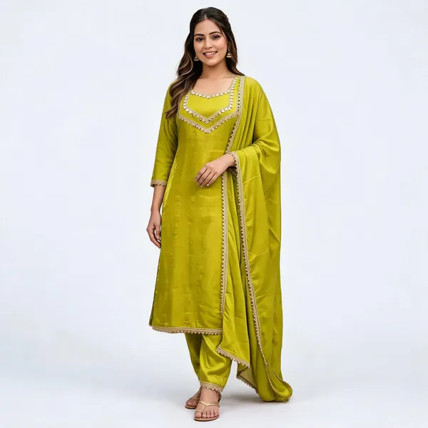 Lime_Embroidered_Straight_Kurta_Set_For_Women