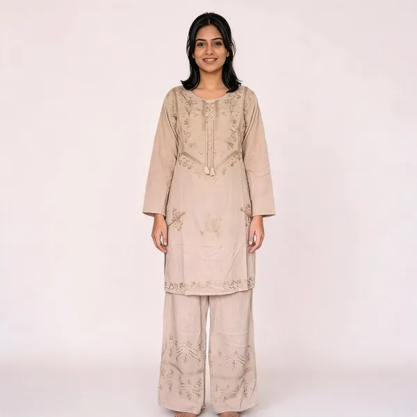Beige_Embroidered_Straight_Kurta_Set_For_Women